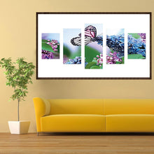Load image into Gallery viewer, 5pcs/set Butterfly Flowers - Full Drill Round Drill Painting - 95x45cm

