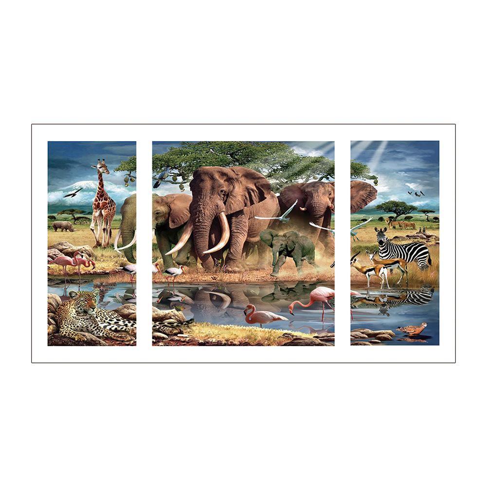 3pcs/set Animal Family - Full Drill Round Drill Painting - 80x45cm