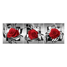 Load image into Gallery viewer, 3pcs/set Red Rose - Full Drill Round Drill Painting - 95x34cm
