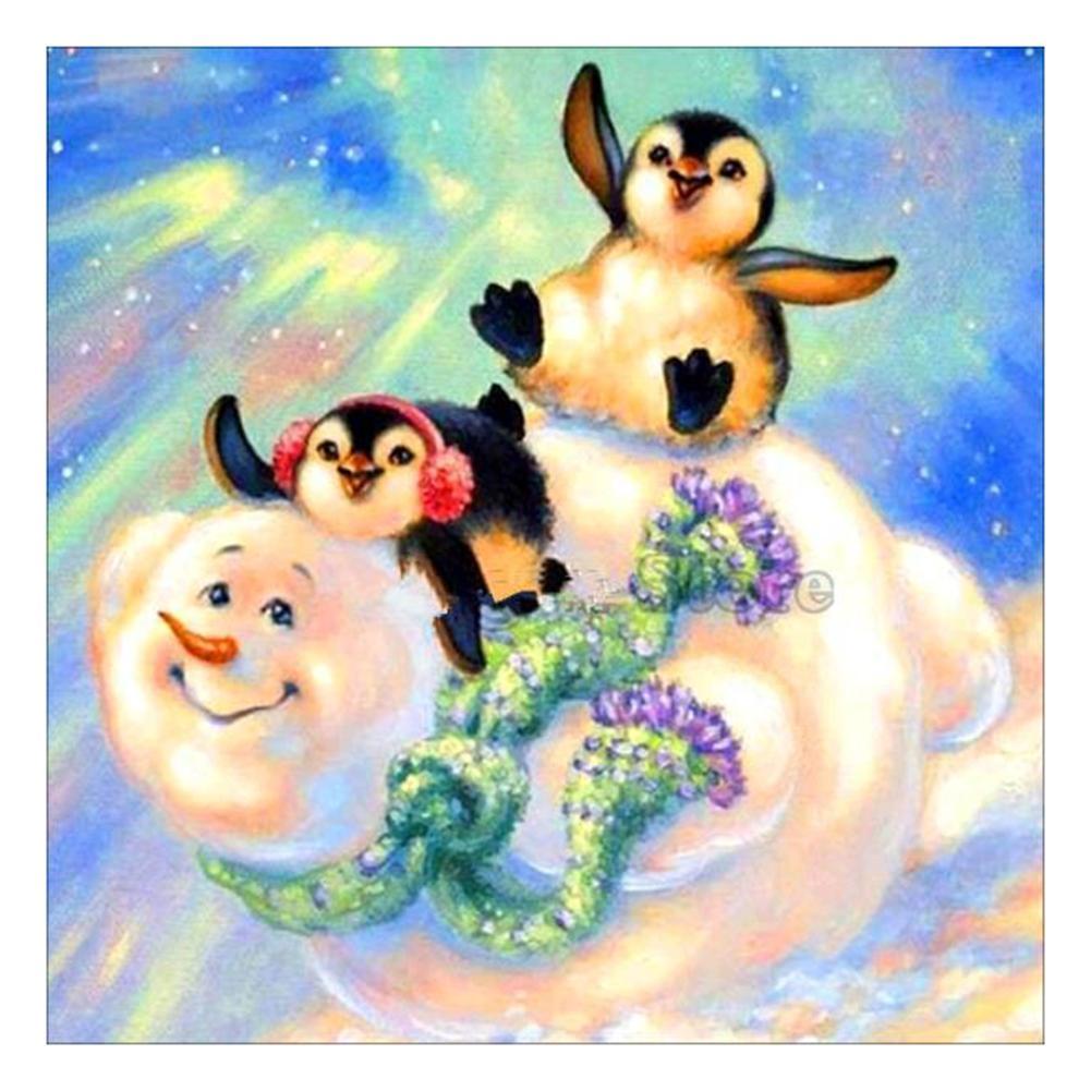 Snowman Penguin  - Full Diamond Painting - 30x30cm