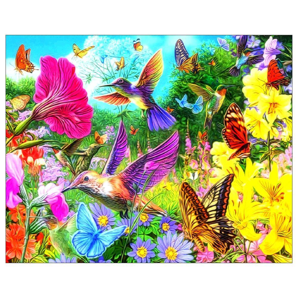 Birds Flowers  - Full Diamond Painting - 30x25cm