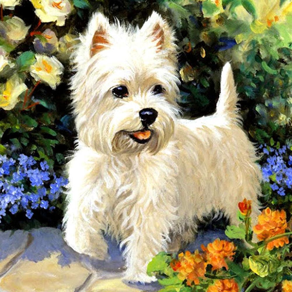 White Puppy - Full Diamond Painting - 30x30cm