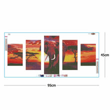 Load image into Gallery viewer, 5pcs/set Elephant - Full Drill Round Drill Painting - 95x45cm
