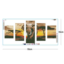 Load image into Gallery viewer, 5pcs/set Elephant - Full Drill Round Drill Painting - 95x45cm
