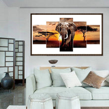 Load image into Gallery viewer, 5pcs/set Elephant - Full Drill Round Drill Painting - 95x45cm
