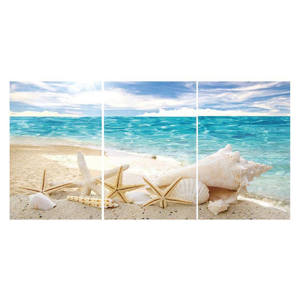 3pcs Beach Shell - Full Drill Round Drill - 80x40cm