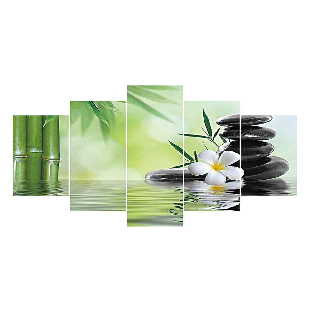 5pcs/set Bamboo Stone - Full Drill Round Drill Painting - 95x45cm