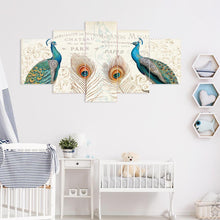 Load image into Gallery viewer, 5pcs/set Peafowl - Full Drill Round Drill Painting - 95x45cm
