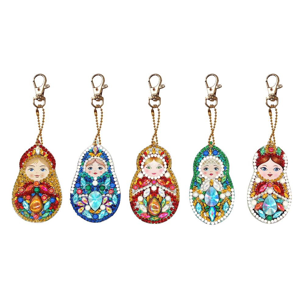 5pcs Matryoshka DIY Keychain