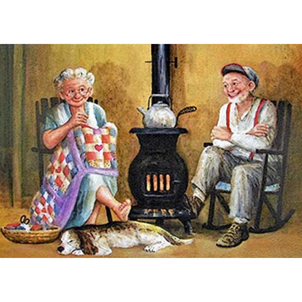 Older Couples  - Full Drill Round Drill - 30x40cm
