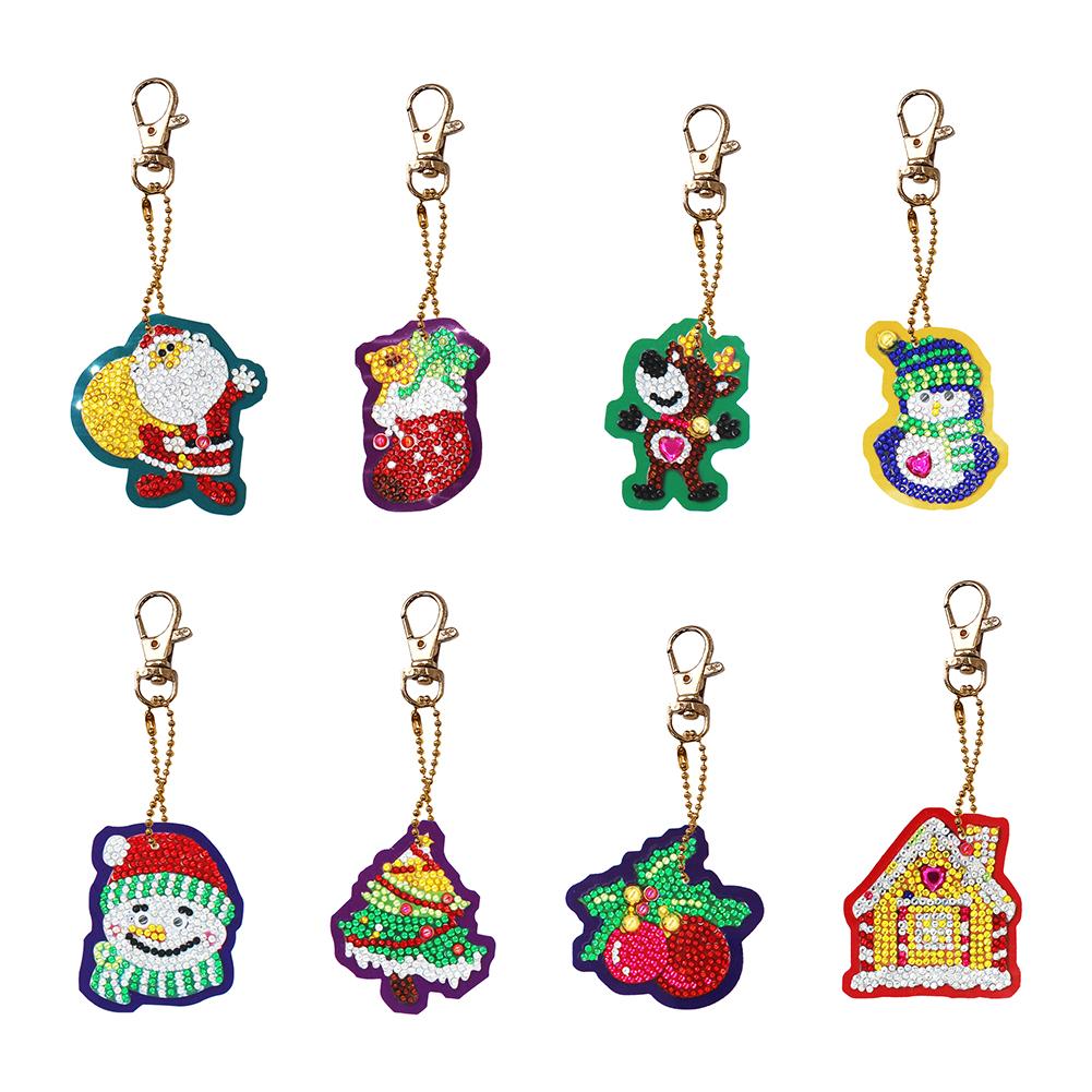 8pcs Christmas DIY Keychain