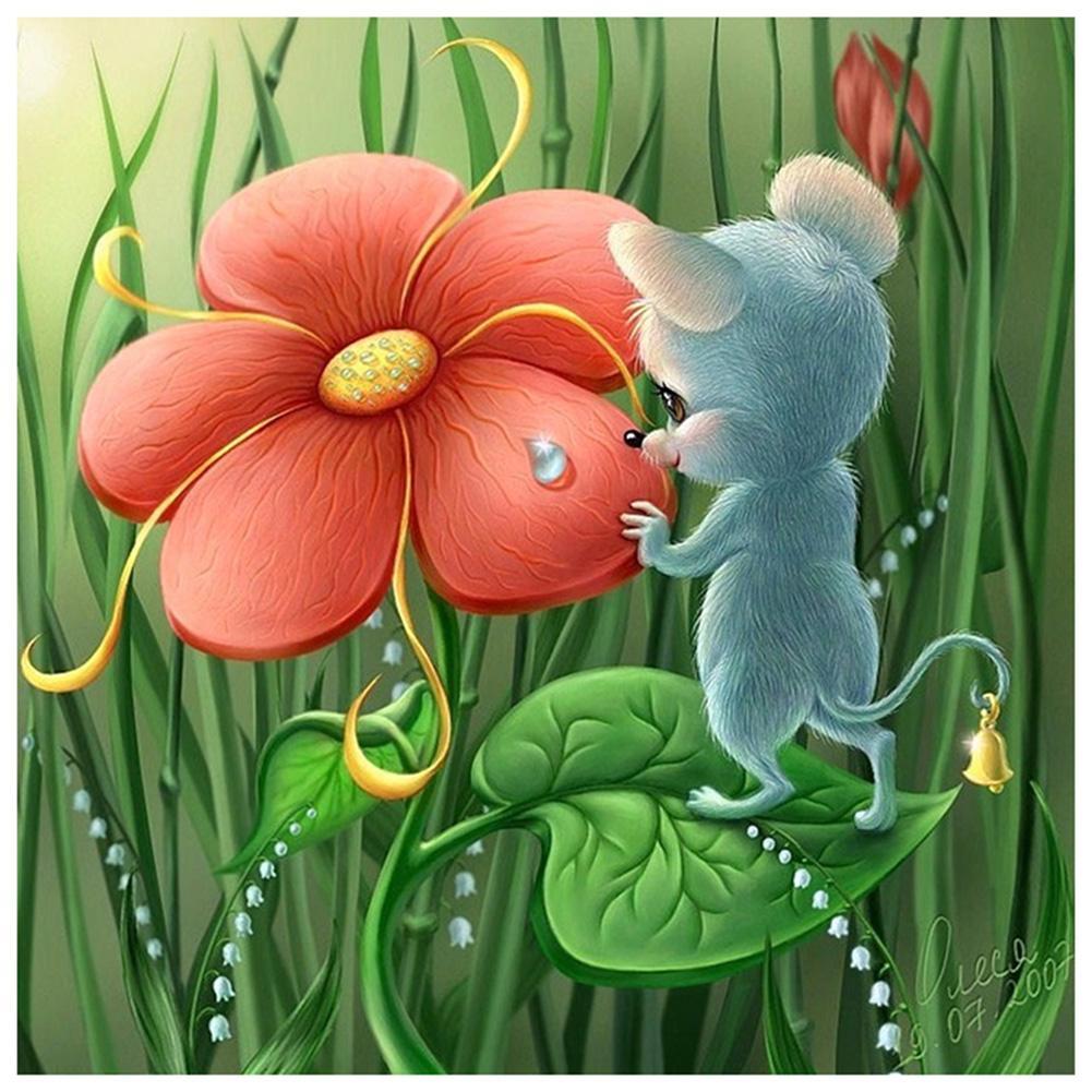 Flowers Animal - Full Diamond Painting - 30x30cm