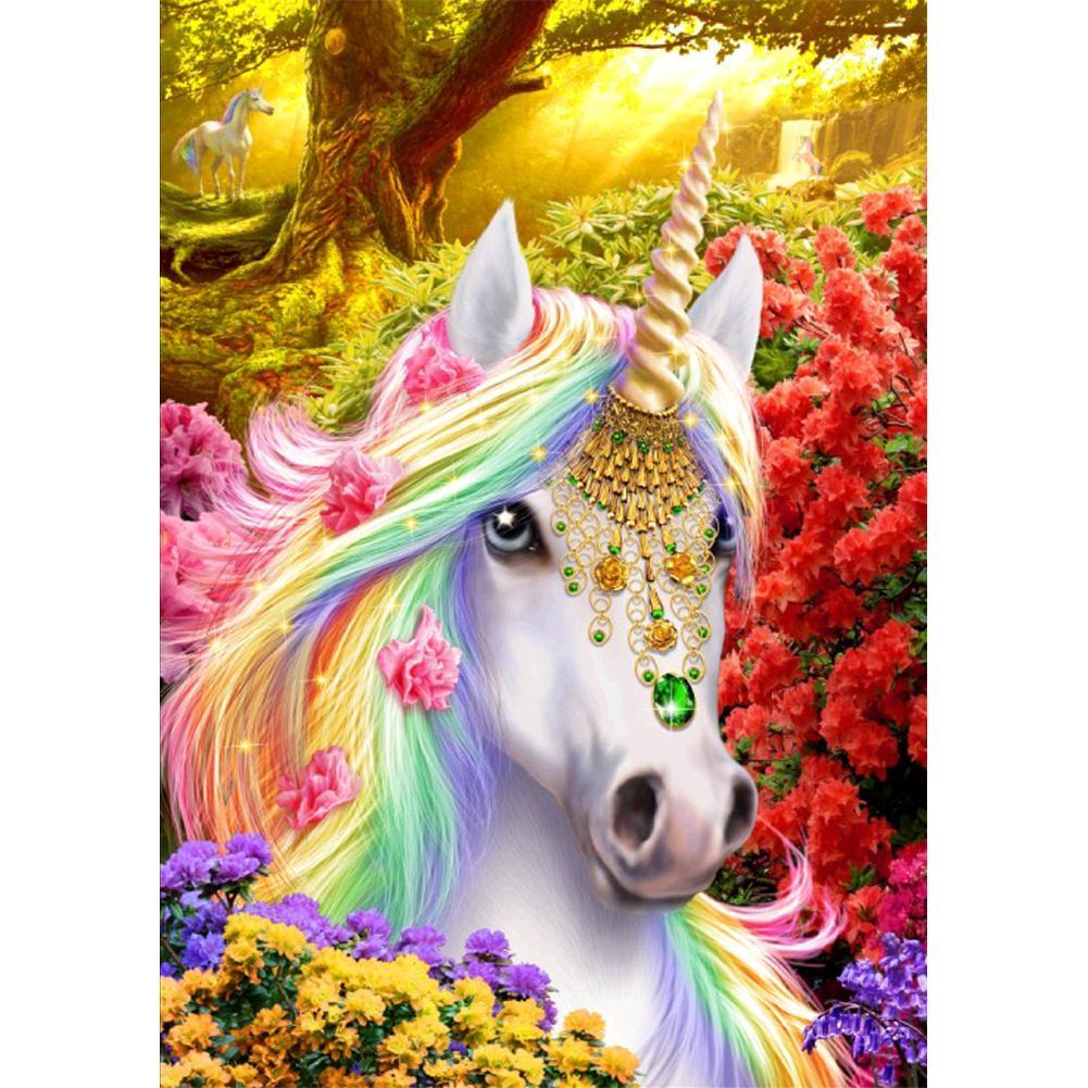 Flower Horse Animals - Full Diamond Painting - 30x40cm