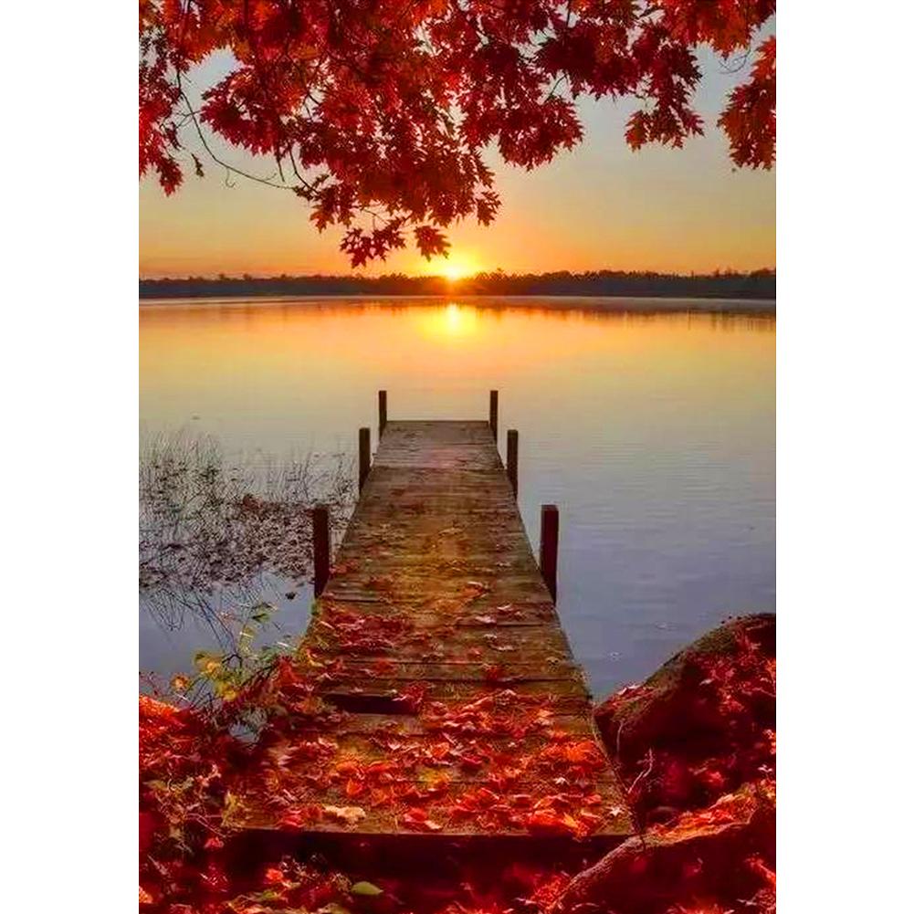 Fallen Leaves Plank Road  - Full Drill Round Drill Painting - 30x40cm