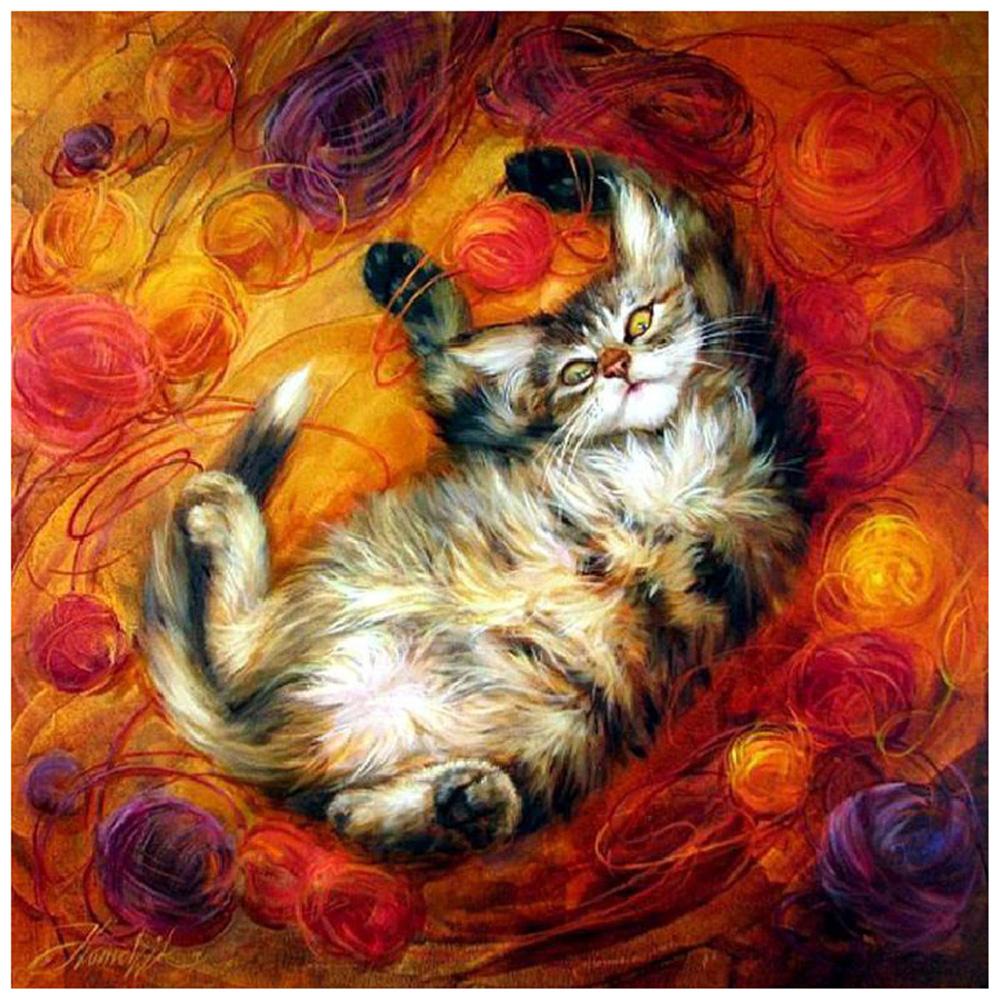 Cat Animal - Full Drill Round Drill - 30x30cm