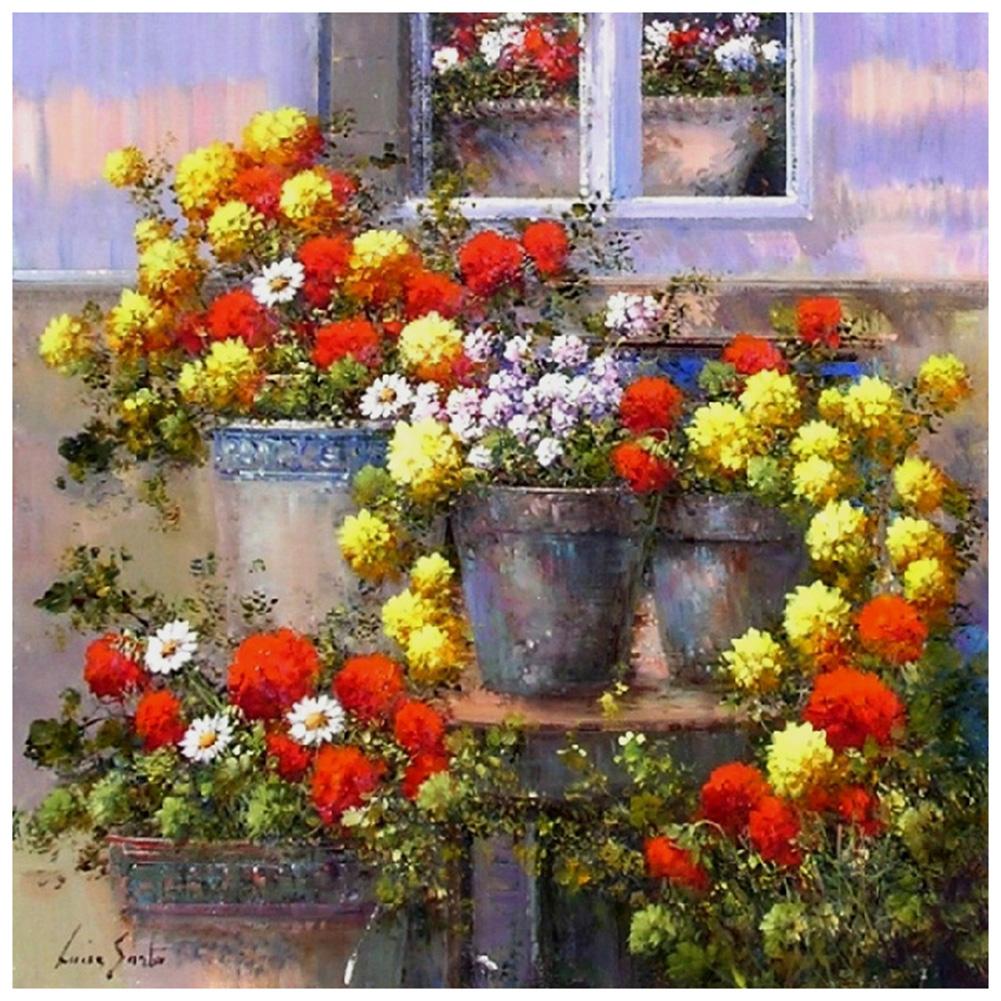 Potted Flowers - Full Drill Round Drill - 30x30cm