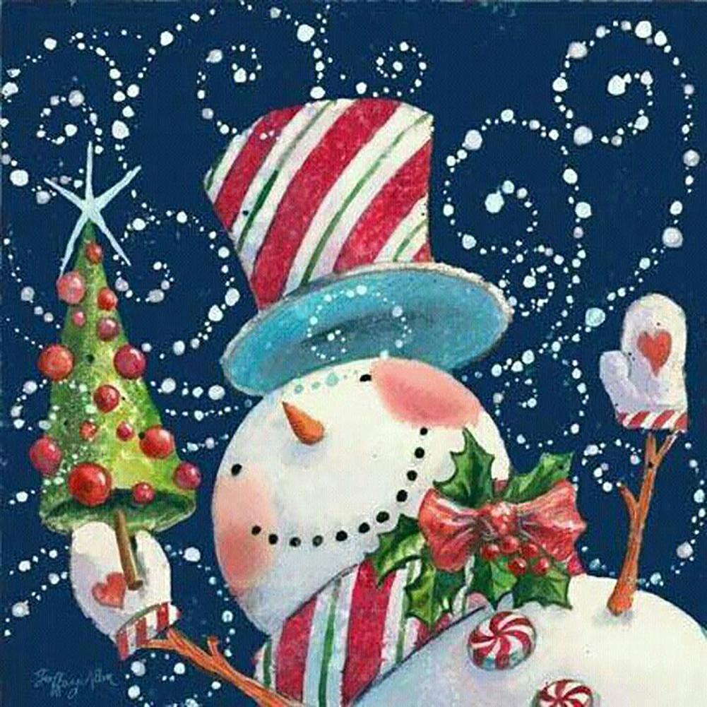 Christmas Snowman  - Full Drill Round Drill - 30x30cm