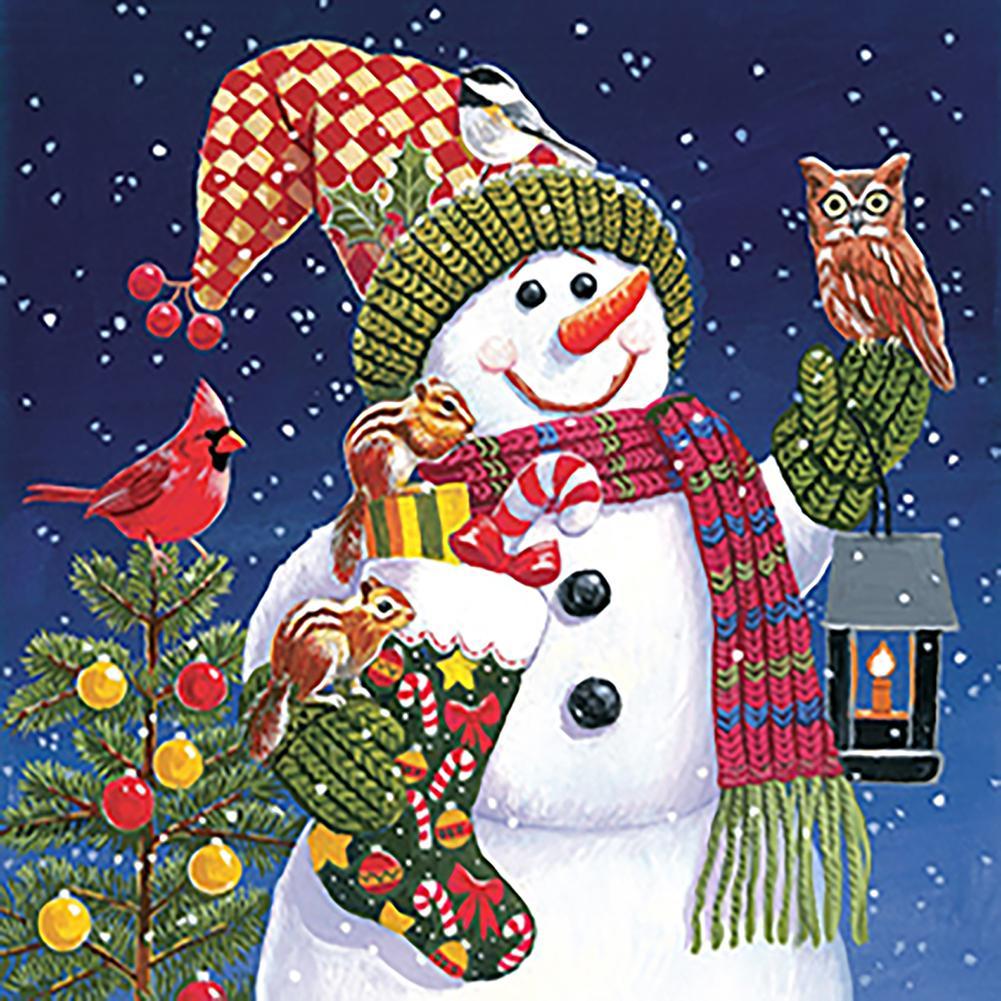 Christmas Snowman  - Full Drill Round Drill - 30x30cm