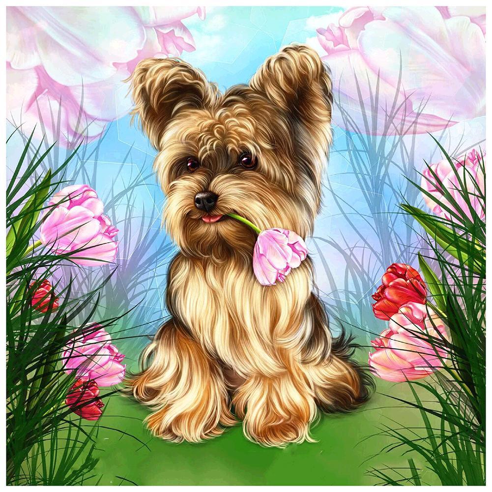 Dog Animal  - Full Drill Round Drill - 30x30cm