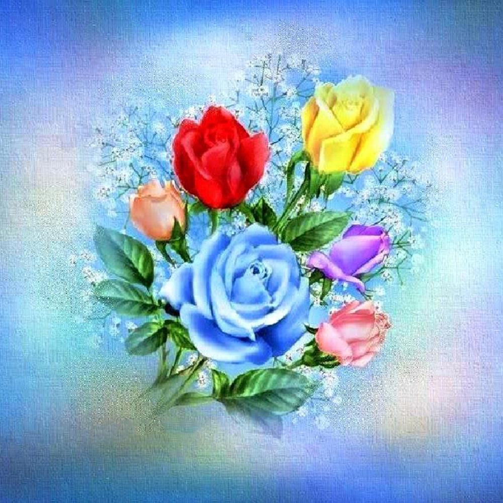 Flowers  - Full Drill Round Drill - 30x30cm