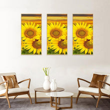 Load image into Gallery viewer, Sunflower 3 Panel - Full Drill Round Drill - 45x70cm
