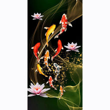 Load image into Gallery viewer, 45x85cm Koi Fish Lotus - Full Drill Round Drill - 45x85cm
