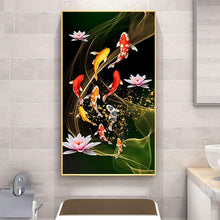 Load image into Gallery viewer, 45x85cm Koi Fish Lotus - Full Drill Round Drill - 45x85cm
