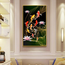 Load image into Gallery viewer, 45x85cm Koi Fish Lotus - Full Drill Round Drill - 45x85cm
