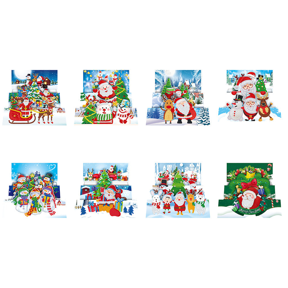 8pcs/Set-Christmas-Diamond Greeting Cards