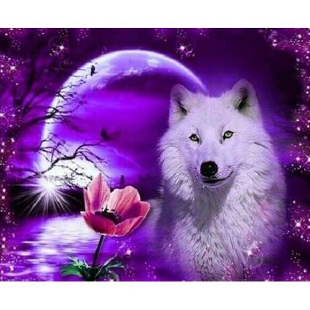 Moonlight White Wolf-Full Drill Diamond Painting