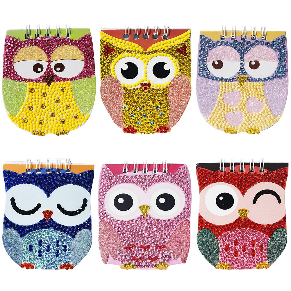 6pcs/set DIY Diamond Painting Owl Notebook