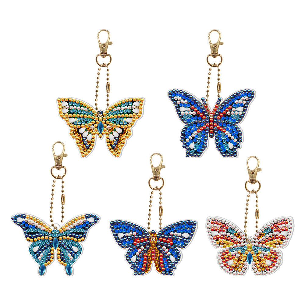 5pcs Butterfly Single Sided Keychain