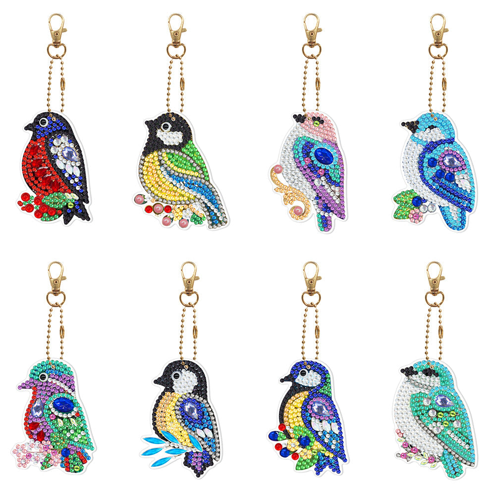 8pcs Bird Double Sided Keychain