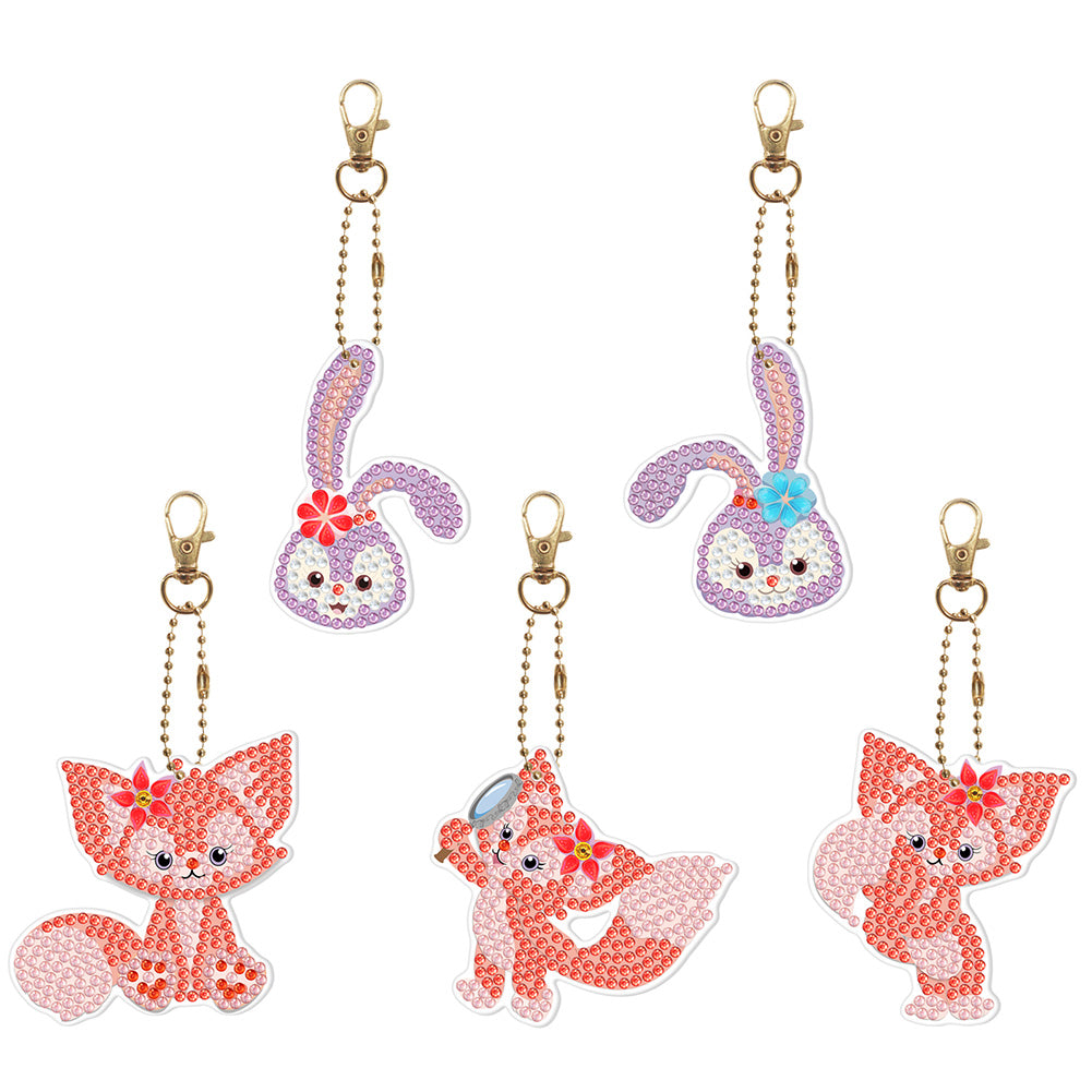 5pcs Little Fox Single Sided Keychain