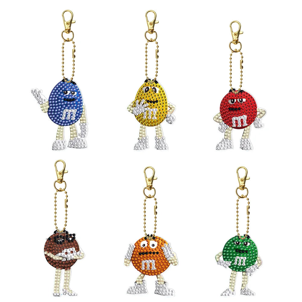 6pcs Cartoon Double-sided Keychain