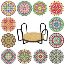 Load image into Gallery viewer, 8pcs/set +1 storage rack-Mandala-Wooden Diamond Coaster
