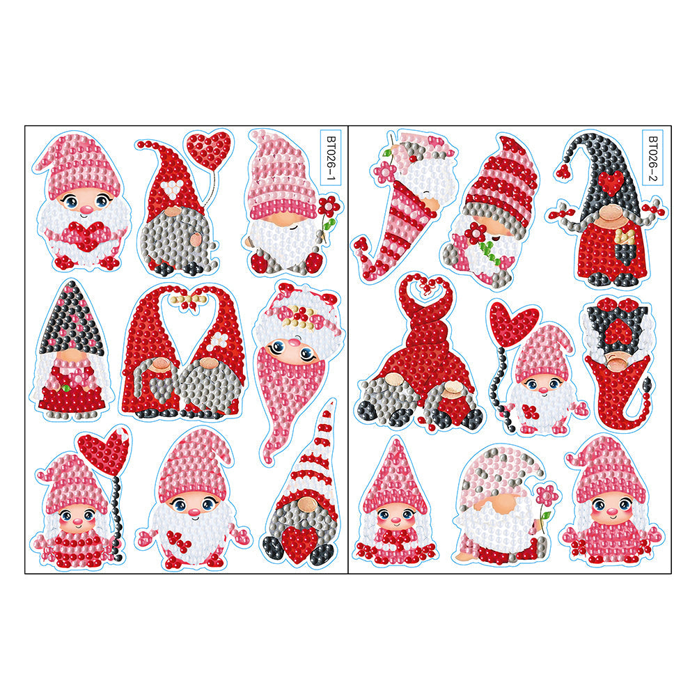 2pcs/set-Valentine Gnome-Diamond Sticker