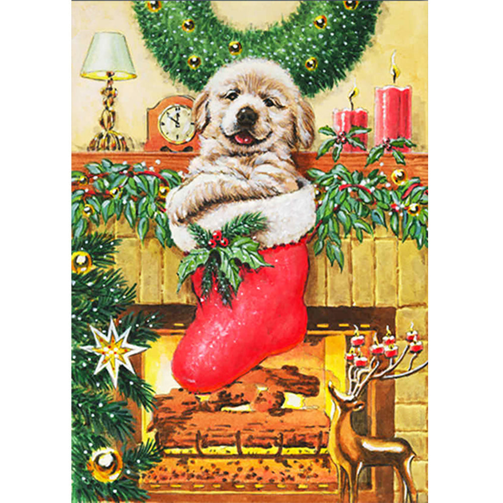 Christmas Dog-Full Drill Diamond Painting