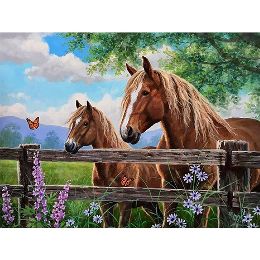 Horse-Full Round Diamond Painting-40x30cm