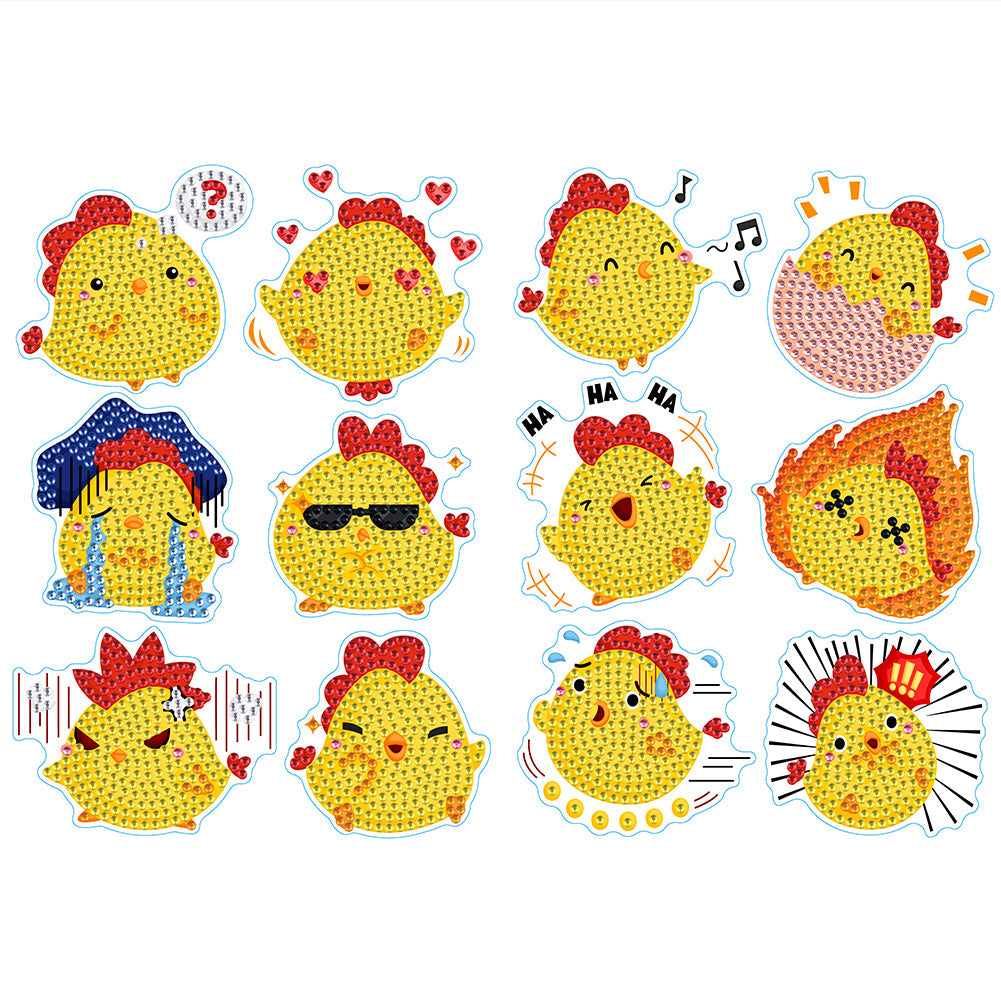 2pcs/set-Chicken-Diamond Sticker