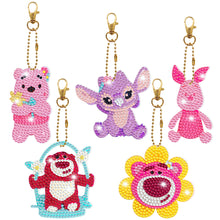 Load image into Gallery viewer, 5/6pcs Sets-Cartoon Animal-Double Side Drill-Diamond Keychain
