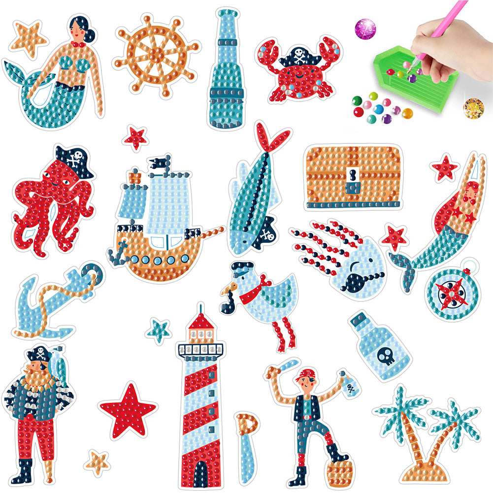 2pcs/set-Pirate Ship-Diamond Sticker