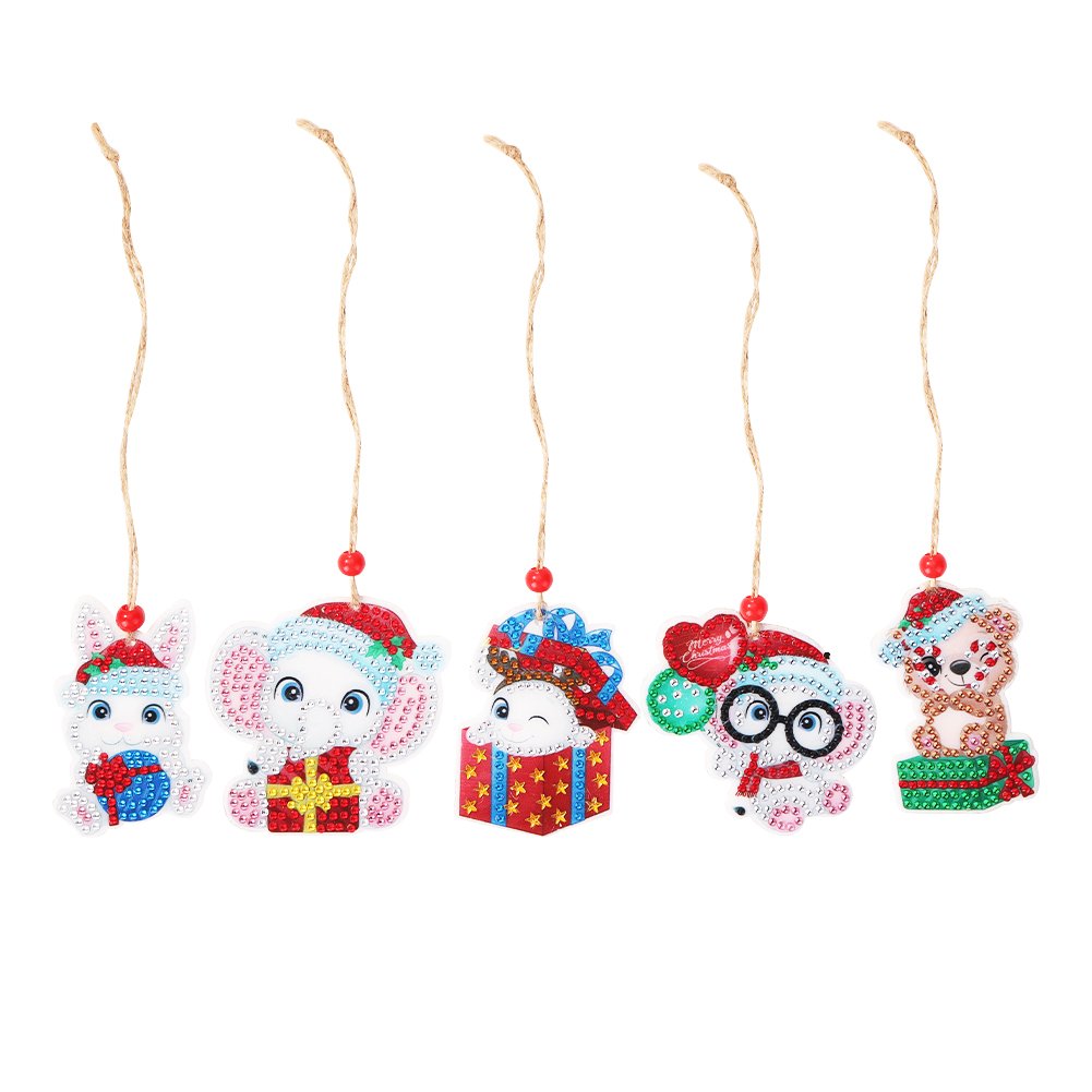 5pcs/set Double Sided Christmas DIY Diamond Painting  Hanging Pendant Trees Decoration