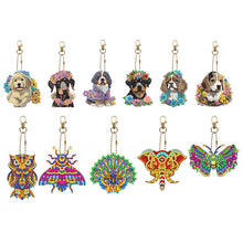 Load image into Gallery viewer, 5/6Pcs/Set-Owl/Dog-Double Side Drill-Diamond Keychain
