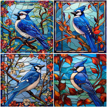 Load image into Gallery viewer, Stained Glass Blue Tit-Full Round Diamond Painting-30x30cm
